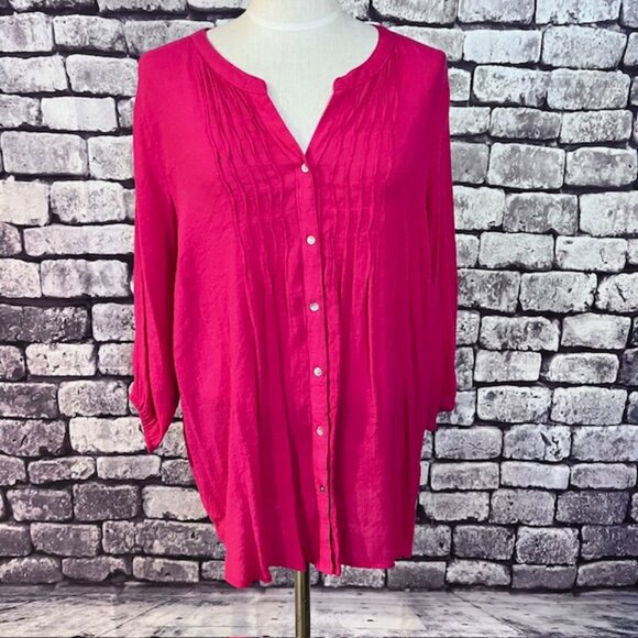 Dress Barn Tops - Dressbarn Pink Gauzy Fabric Blouse Size 2X